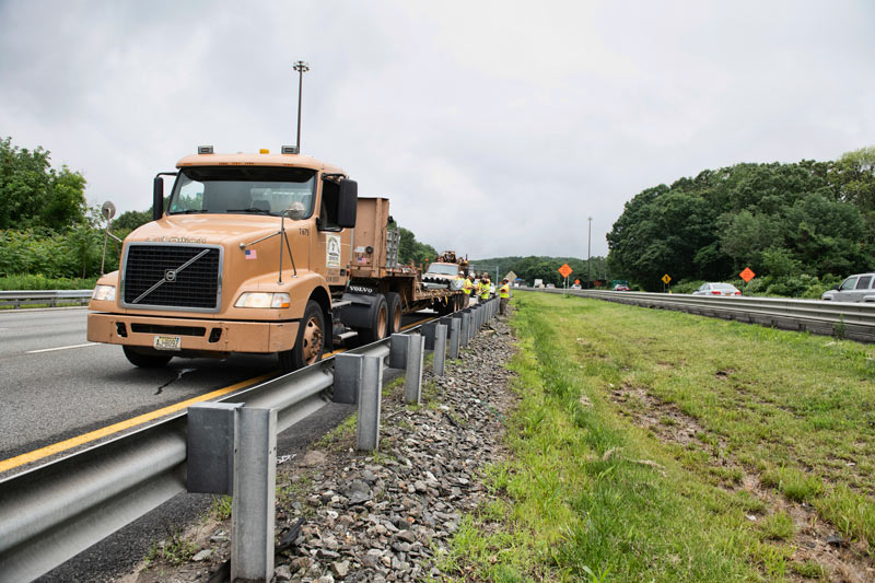 guide rail installation along highway