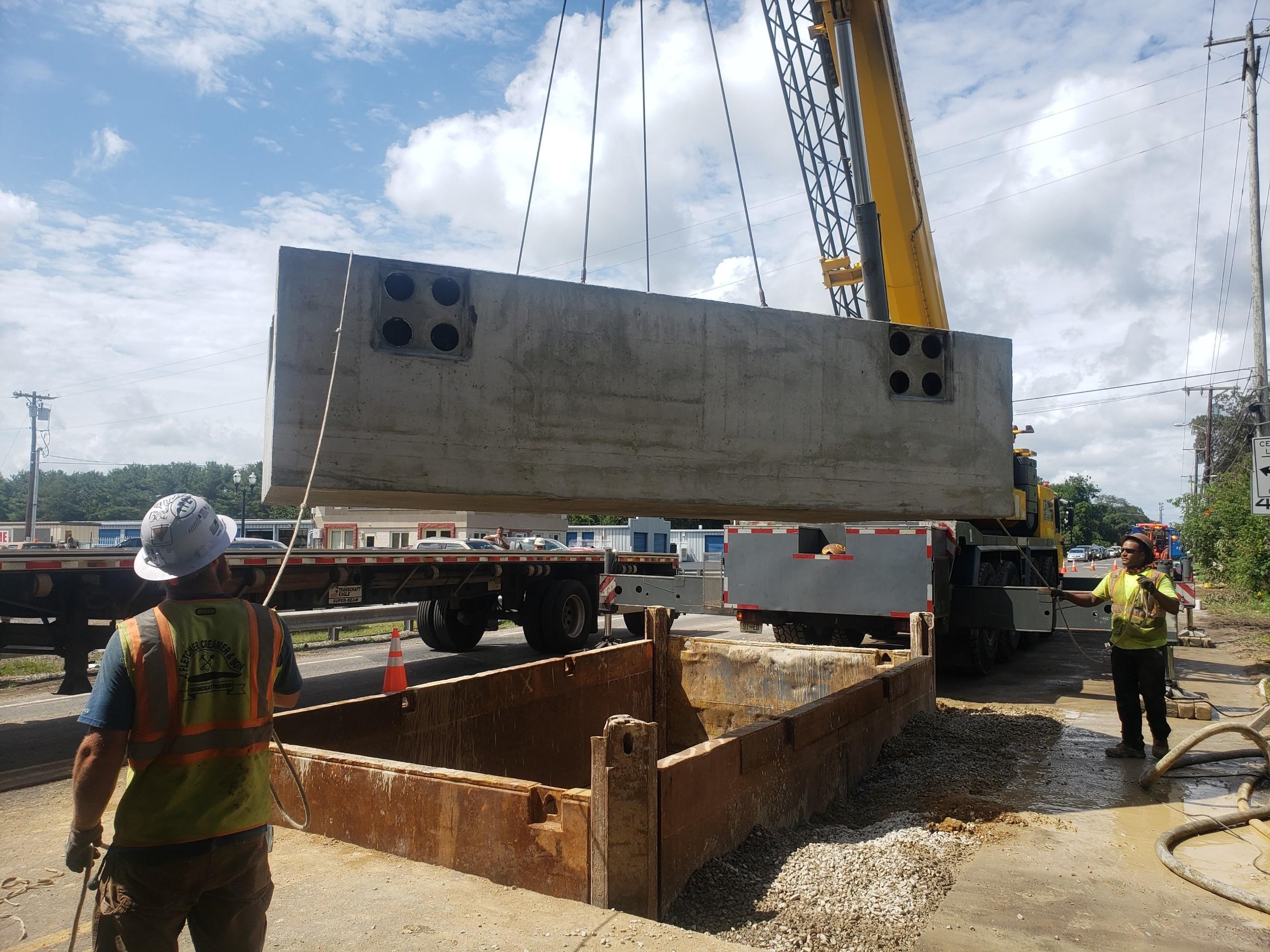 J Fletcher employees at work for Garden State Parkway Widening 30-35 Verizon & ACE Relocations