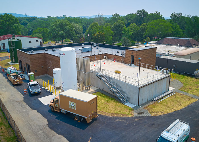 Aerial view of a water treatment facility